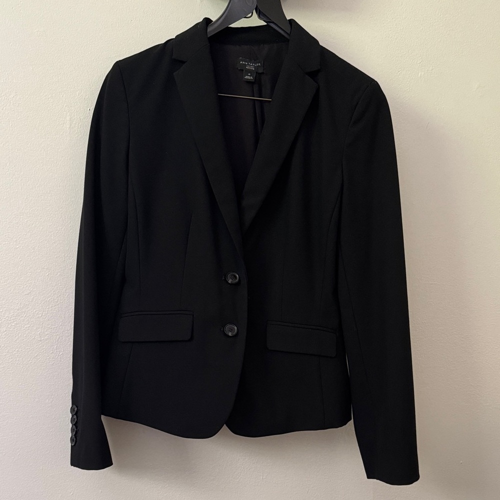 Ann Taylor Factory Black Tailored Two-Button Blazer